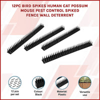 12pc Bird Spikes Human Cat Possum Mouse Pest Control Spiked Fence Wall Deterrent Home & Garden KingsWarehouse 