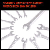 12Pc Ratchet Spanner Set Metric Open & Ring Wrenches 8-19mm CR-V + Rolling Bag Home & Garden Kings Warehouse 