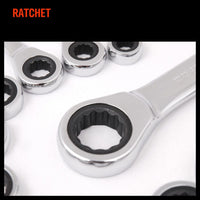 12Pc Ratchet Spanner Set Metric Open & Ring Wrenches 8-19mm CR-V + Rolling Bag Home & Garden Kings Warehouse 