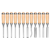 12Pc Wood Carving Chisel Set Knife High Carbon Steel Woodworking Rolling Pouch Tools Kings Warehouse 