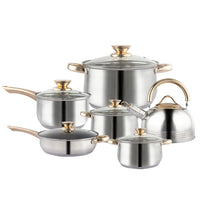 12Piece Cookware Set Kitchen Stainless Steel Stock Pot Pan Sets Saucepan Casserole kettle Kings Warehouse 