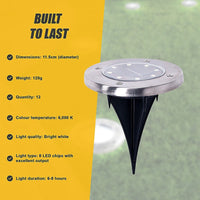 12x Solar Powered LED Buried Inground Recessed Light Garden Outdoor Deck Path Home & Garden Kings Warehouse 