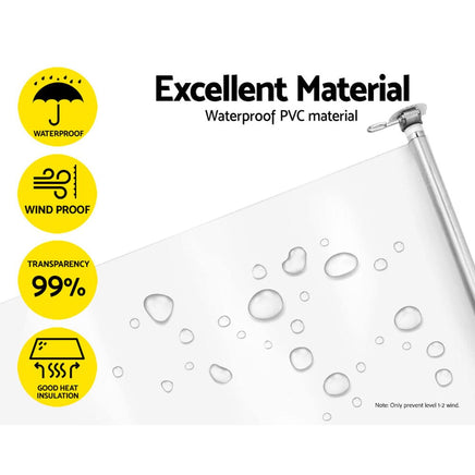 1.2X2.4M Outdoor Blinds Clear Roll Down Awning Retractable Outdoor Blinds Water Wind Proof Transparent Home & Garden Kings Warehouse 
