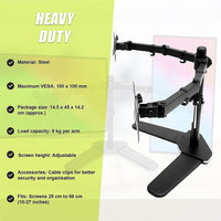 13"-27" Dual Screen Monitor Stand TV Bracket Computer Display Desk Mount Holder Electronics Kings Warehouse 