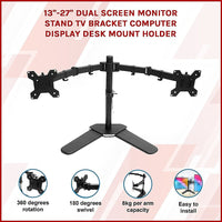 13"-27" Dual Screen Monitor Stand TV Bracket Computer Display Desk Mount Holder Electronics Kings Warehouse 