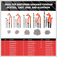131Pc Metric Thread Repair Kit HSS Drill Helicoil Set Heli Coil Tap Insert with Case Auto Accessories Kings Warehouse 