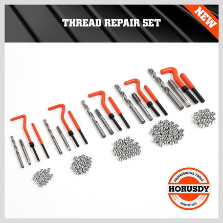 131Pc Metric Thread Repair Kit HSS Drill Helicoil Set Heli Coil Tap Insert with Case Auto Accessories Kings Warehouse 