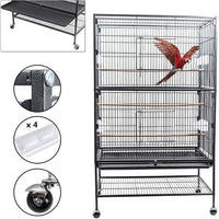 132cm Large Rolling Mobile Bird Cage Birdcage Finch Aviary Parrot Animals Playtop Stand Canary Finch bird Kings Warehouse 