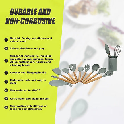 13x Kitchen Utensils for Cooking Baking Silicone Set Home & Garden Kings Warehouse 