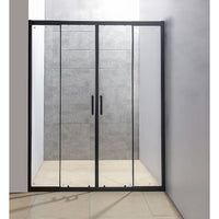 1400-1600mm Sliding Door Safety Glass Shower Screen Black By Della Francesca Furniture Kings Warehouse 