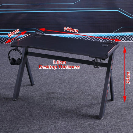140cm RGB Gaming Desk Desktop PC Computer Desks Desktop Racing Table Office Laptop Home AU Furniture Kings Warehouse 