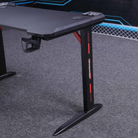 140cm RGB Gaming Desk Home Office Carbon Fiber Led Lights Game Racer Computer PC Table L-Shaped Black Furniture Kings Warehouse 