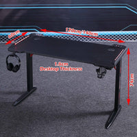 140cm RGB Gaming Desk Home Office Carbon Fiber Led Lights Game Racer Computer PC Table L-Shaped Black Furniture Kings Warehouse 