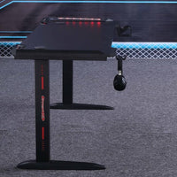 140cm RGB Gaming Desk Home Office Carbon Fiber Led Lights Game Racer Computer PC Table L-Shaped Black Kings Warehouse 