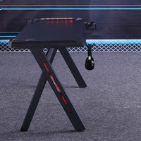 140cm RGB Gaming Desk Home Office Carbon Fiber Led Lights Game Racer Computer PC Table Y-Shaped Black Furniture Kings Warehouse 