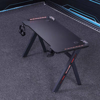 140cm RGB Gaming Desk Home Office Carbon Fiber Led Lights Game Racer Computer PC Table Y-Shaped Black Furniture Kings Warehouse 