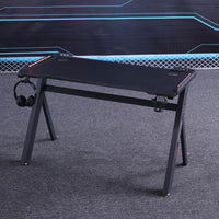 140cm RGB Gaming Desk Home Office Carbon Fiber Led Lights Game Racer Computer PC Table Y-Shaped Black Furniture Kings Warehouse 