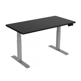 140cm Standing Desk Height Adjustable Sit Stand Motorised Grey Dual Motors Frame Black Top Furniture Kings Warehouse 
