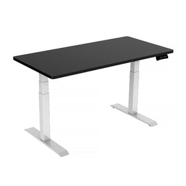 140cm Standing Desk Height Adjustable Sit Stand Motorised White Dual Motors Frame Black Top Furniture Kings Warehouse 