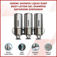 1500ml Shower Liquid Soap Body Lotion Gel Shampoo Bathroom Dispenser Home & Garden Kings Warehouse 