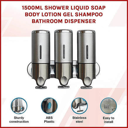 1500ml Shower Liquid Soap Body Lotion Gel Shampoo Bathroom Dispenser Home & Garden Kings Warehouse 