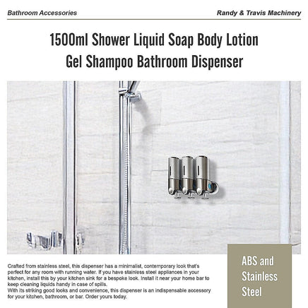 1500ml Shower Liquid Soap Body Lotion Gel Shampoo Bathroom Dispenser Home & Garden Kings Warehouse 