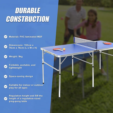 152cm Portable Tennis Table, Folding Ping Pong Table Game Set Gift & Novelty Kings Warehouse 