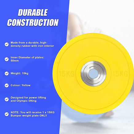 15KG PRO Olympic Rubber Bumper Weight Plate Sports & Fitness Kings Warehouse 