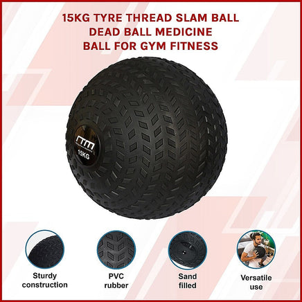 15kg Tyre Thread Slam Ball Dead Ball Medicine Ball for Gym Fitness Sports & Fitness Kings Warehouse 