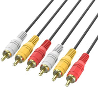1.5M 3 RCA 3RCA L + R + V Composite AV Audio Video Cable Gold Male Plated M/M Kings Warehouse 