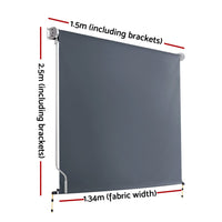 1.5X2.5M Outdoor Blinds Awning Roll Down Canopy Retractable Outdoor Blinds Window Shade Grey Home & Garden Kings Warehouse 