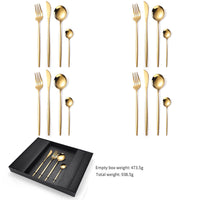 16-Piece Stainless Steel Gold Color Set, Knife Fork Spoon Flatware Set Cutlery Set Kings Warehouse 