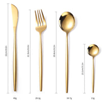 16-Piece Stainless Steel Gold Color Set, Knife Fork Spoon Flatware Set Cutlery Set Kings Warehouse 