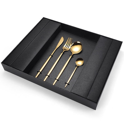 16-Piece Stainless Steel Gold Color Set, Knife Fork Spoon Flatware Set Cutlery Set Kings Warehouse 