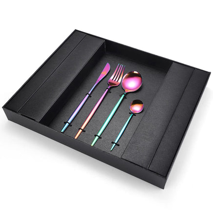 16-Piece Stainless Steel Rainbow Color Set, Knife Fork Spoon Flatware Set Cutlery Set Home & Garden Kings Warehouse 
