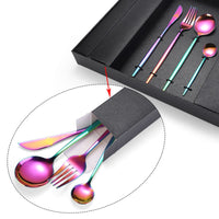 16-Piece Stainless Steel Rainbow Color Set, Knife Fork Spoon Flatware Set Cutlery Set Kings Warehouse 