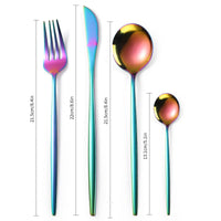 16-Piece Stainless Steel Rainbow Color Set, Knife Fork Spoon Flatware Set Cutlery Set Kings Warehouse 