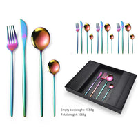 16-Piece Stainless Steel Rainbow Color Set, Knife Fork Spoon Flatware Set Cutlery Set Kings Warehouse 