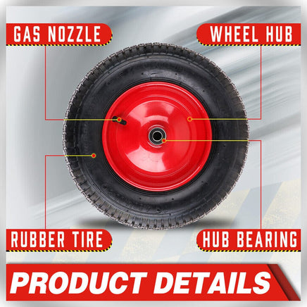 16" Wheelbarrow Trolley Wheel 4.80/4.00-8 Pneumatic Tyre 16mm Bore Tire Steel Auto Accessories Kings Warehouse 