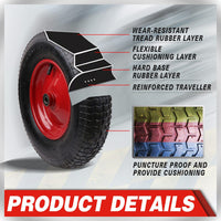 16" Wheelbarrow Trolley Wheel 4.80/4.00-8 Pneumatic Tyre 16mm Bore Tire Steel Auto Accessories Kings Warehouse 