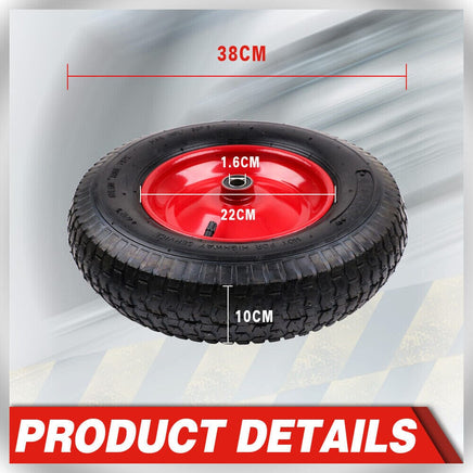16" Wheelbarrow Trolley Wheel 4.80/4.00-8 Pneumatic Tyre 16mm Bore Tire Steel Auto Accessories Kings Warehouse 