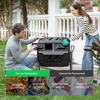 160L Large Outdoor Compost Bin Dual Chamber Tumbling Composter Tumbler Rotating Kings Warehouse 