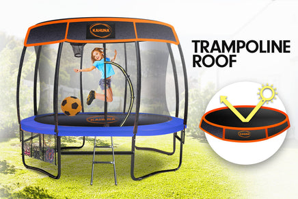 16ft Outdoor Trampoline Kids Children With Safety Enclosure Pad Mat Ladder Basketball Hoop Set - Blue Sports & Fitness Kings Warehouse 