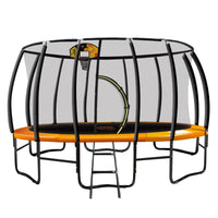 16ft Outdoor Trampoline Kids Children With Safety Enclosure Pad Mat Ladder Basketball Hoop Set - Orange Sports & Fitness Kings Warehouse 
