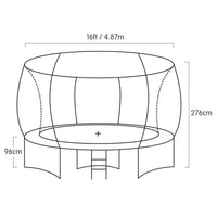 16ft Outdoor Trampoline Kids Children With Safety Enclosure Pad Mat Ladder Basketball Hoop Set - Purple Sports & Fitness Kings Warehouse 