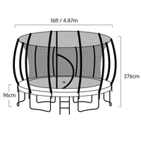16ft Outdoor Trampoline Kids Children With Safety Enclosure Pad Mat Ladder Basketball Hoop Set - Rainbow Sports & Fitness Kings Warehouse 