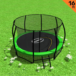 16ft Trampoline Free Ladder Spring Mat Net Safety Pad Cover Round Enclosure - Green Sports & Fitness Kings Warehouse 