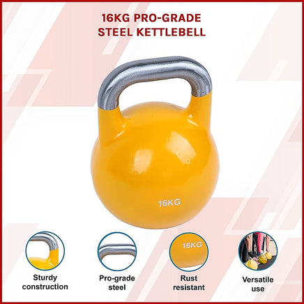 16KG Pro-Grade Steel KettleBell Sports & Fitness Kings Warehouse 