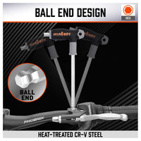 18-Piece T-Handle Hex Key Set, SAE/Imperial & Metric Sizes Allen Wrench Set Long Arm with Ball End Home & Garden Kings Warehouse 