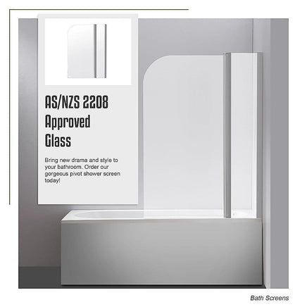 180 Degree Pivot Door 6mm Safety Glass Bath Shower Screen 1200x1400mm By Della Francesca Furniture Kings Warehouse 